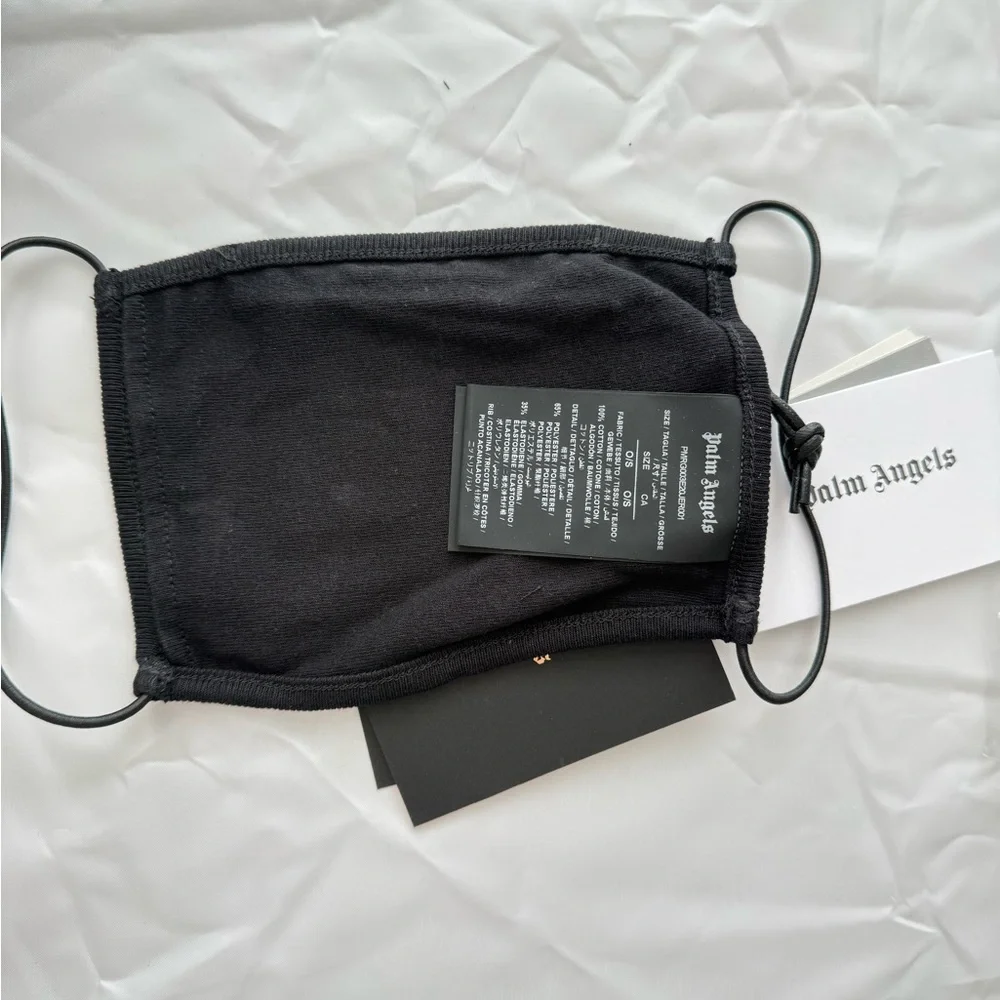 Palm Angels Black Face Mask with Yellow Accent
